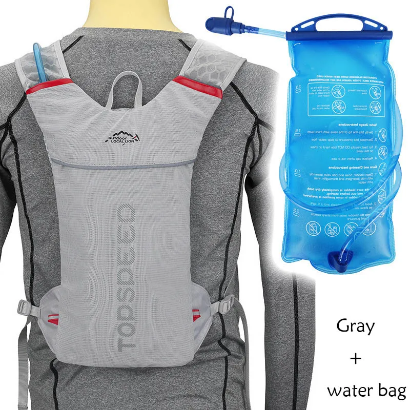Grey and water bag Сумки для бега на открытом воздухе, сумка для воды, рюкзак для женщин и мужчин, для бега, марафона, бега, спорта на открытом воздухе, рюкзак - Цвет: Grey and water bag
