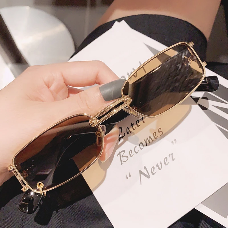 

202 модные маленькие квадратные солнцезащитные очки в стиле панк для мужчин Винтажные Солнцезащитные очки с круглой подвеской из сплава жен...