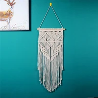 handmade woven nordic style home decoration tapestry pendant pure cotton tapestries wall hanging tassel macrame wedding decor