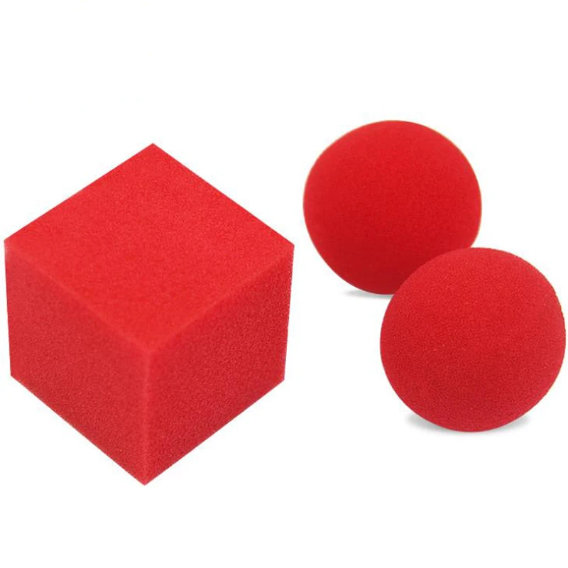 

1 Set Funny 1 Block/cube 2 Sponge Balls Magic Tricks Props Magic Show Illusion Magic Close Up Street Toys Children Gifts