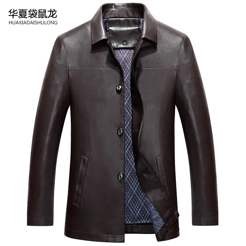 

new Men's Genuine Leather Long Jacket Brand Windbreaker Man Leather Jackets Winter Long Coat Plus Size Men's Leather Jacket