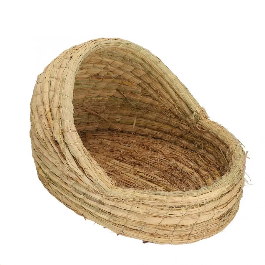 Cute Animal Cages Small Pet Hand Made Straw Braid Grass House Bed Slipper Shape for Rabbit Guinea Pig Hamster Sleeping | Дом и сад