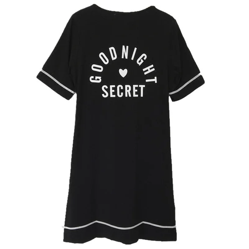 Summer Cotton Simple Fashion Short Sleeve Nightgown with Bra Short Skirt Loose Nightdress Women's Bra Free Nightwear Home Wear