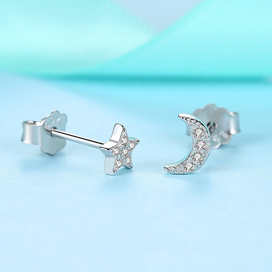 Женские серьги гвоздики из серебра 925 пробы с фианитом|Серьги-гвоздики| |