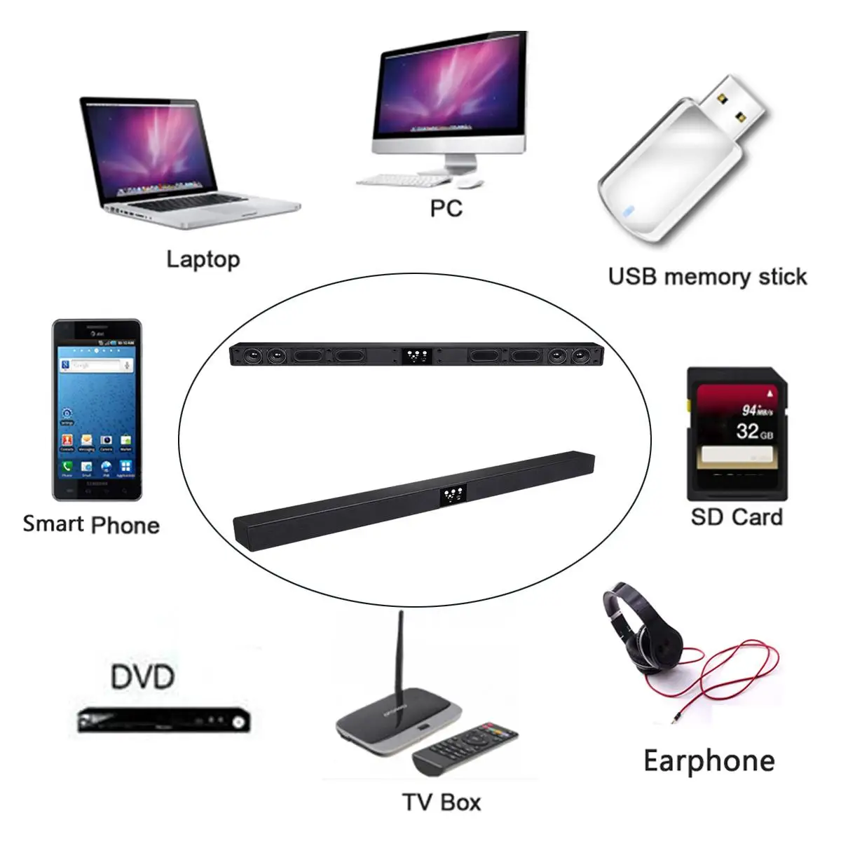 Wireless bluetooth 4.0 Speaker Soundbar 108cm TV Sound Bar MP3 3D Surround Home Theater System Wall Mountable | Электроника