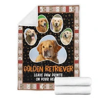 golden retriever leave paw prints on your heart fleece blanket printed sherpa blanket on bed home textiles home accessories