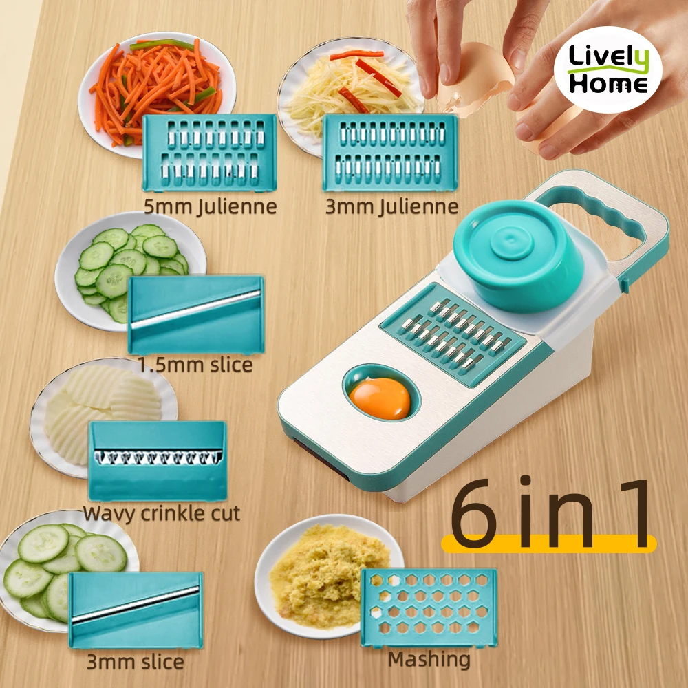 

6 in 1 Multifunctional Vegetable Cutter Potato Slice Egg White Separator Kitchen Accessories with Drain Basket
