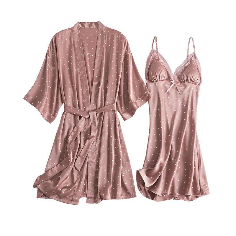 

Халат, костюм, сексуальная пижама, Женский комплект с v-образным вырезом, ночная рубашка, 2 предмета, пижама с принтом, домашняя пижама, нижнее...