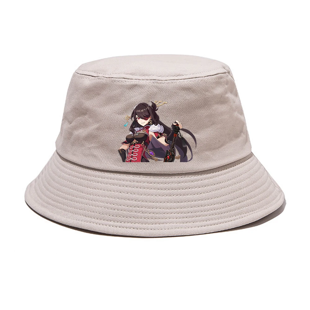 

Anime Genshin Impact Casual Fisherman Hat Teenger Bucket Hat Boonie Hat Canvas Outdoor Cap Summer Sun Cap Beach Hat
