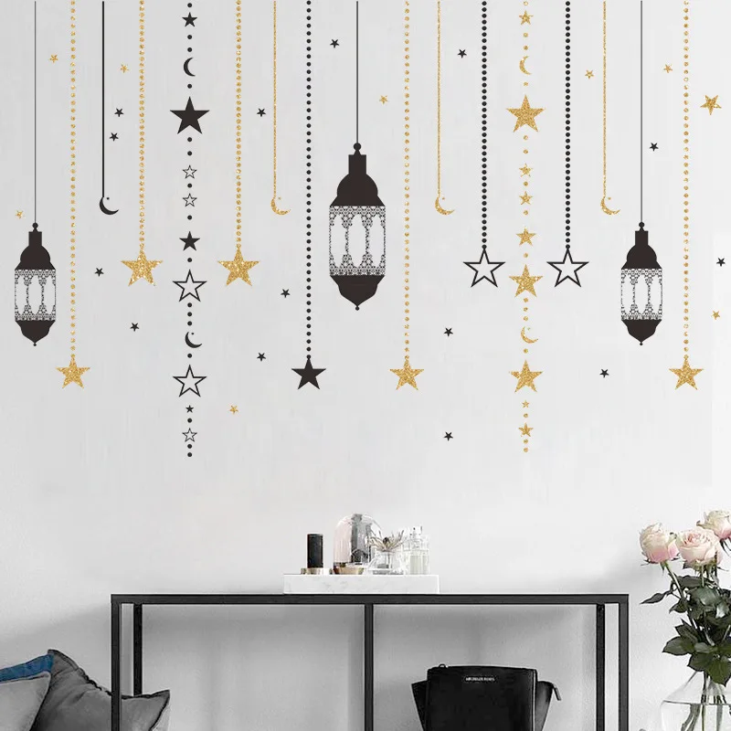 

Middle East Moon Chandelier Star Self-Adhesive Wall Sticker Bedroom Entrance Wall Beautification Decorative Wallpaper