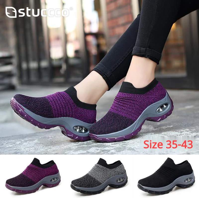 

Кроссовки женские сетчатые на танкетке, повседневная обувь для ходьбы и занятий спортом, с подушкой, размер 43