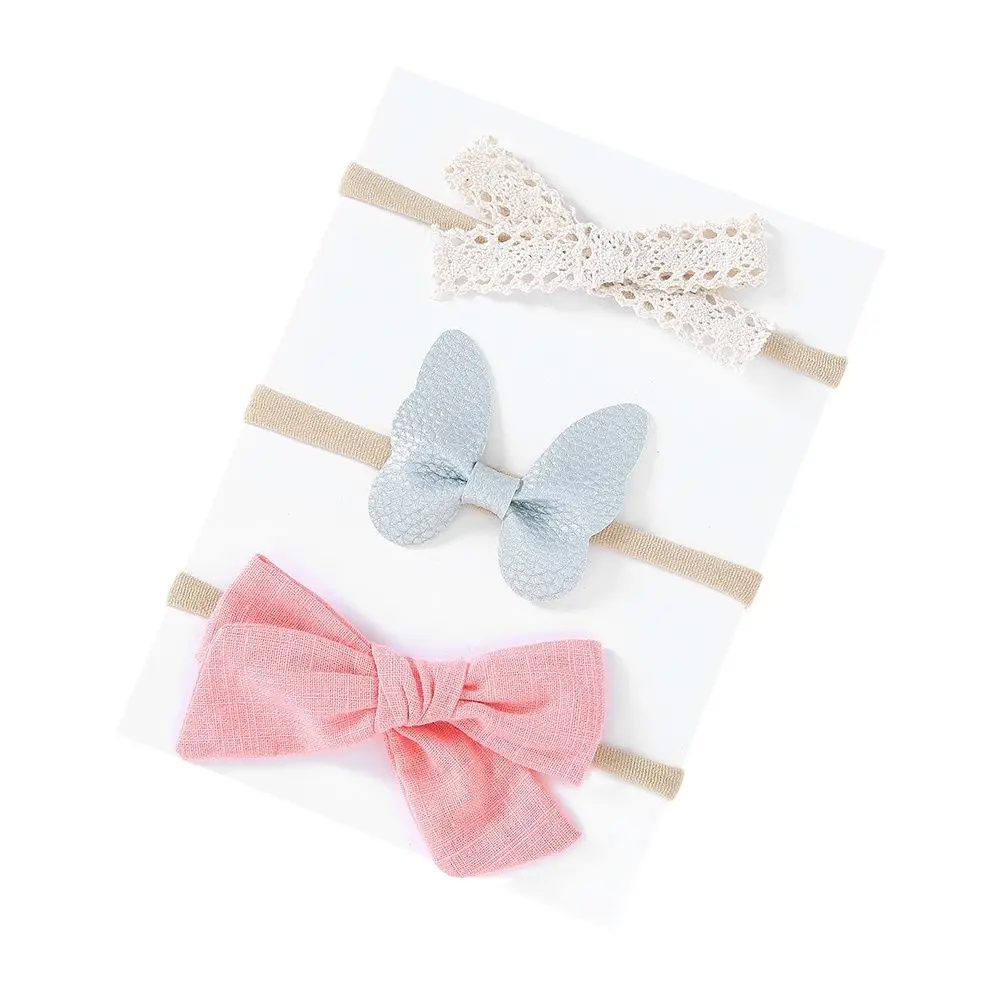 

3Pcs/set Baby Girls Nylon Headbands Bow-Knot Head Bandage Kids Toddlers Elastic Head Wear Soft Hair Band Infant Hair Accessories