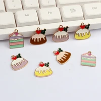 10pcs lot zinc alloy enamel charms simulation cake charms for diy fashion jewelry earrings making accessories