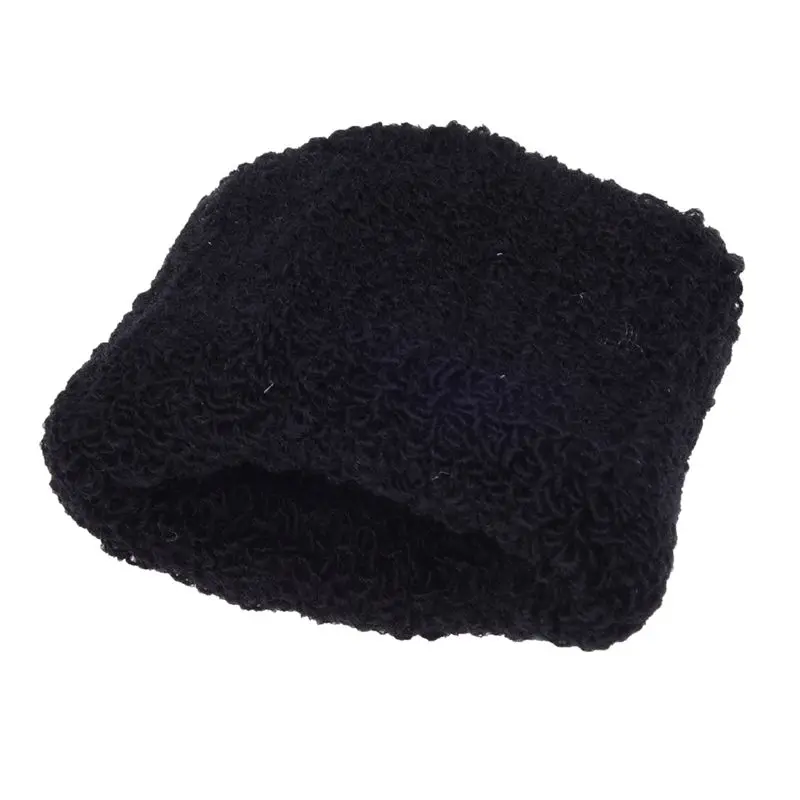Hairstyling Black Terry Ponytail Holder 1.6" Wide Stretchy Hair Band