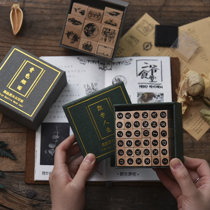 Английские буквы травянистая печать растения Набор DIY деревянные и резиновые