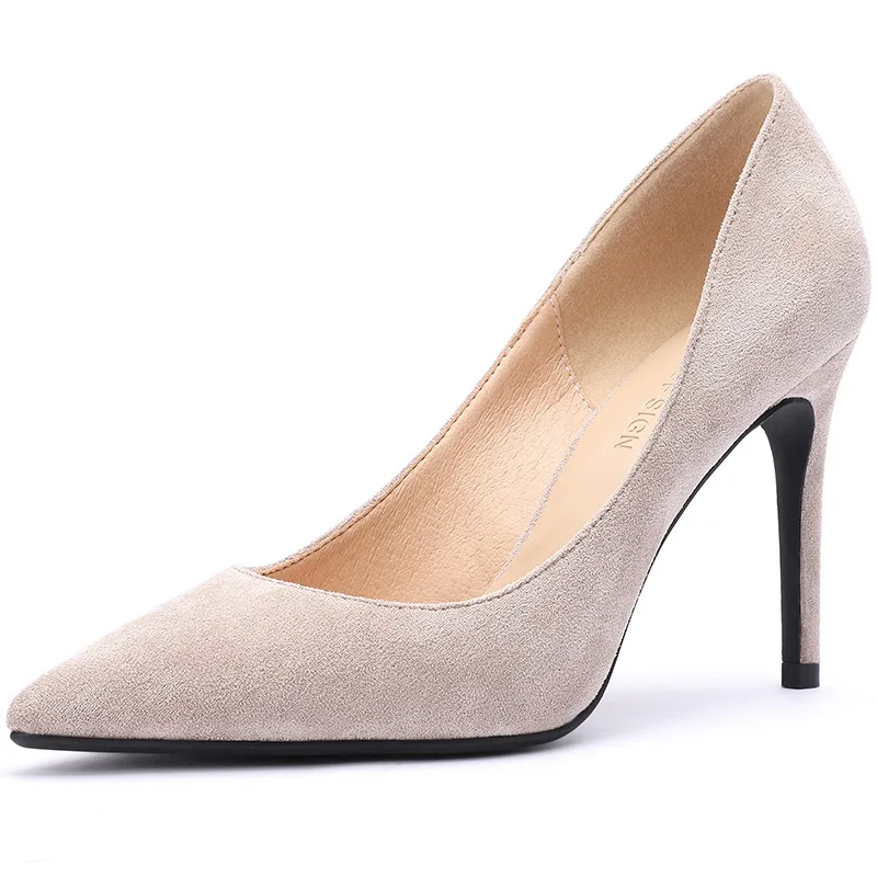 

Office & Career women pumps Flock Slip On 9.5CM Thin High Heels Pointed Toe Shallow zapatos de mujer heels women size 35-42