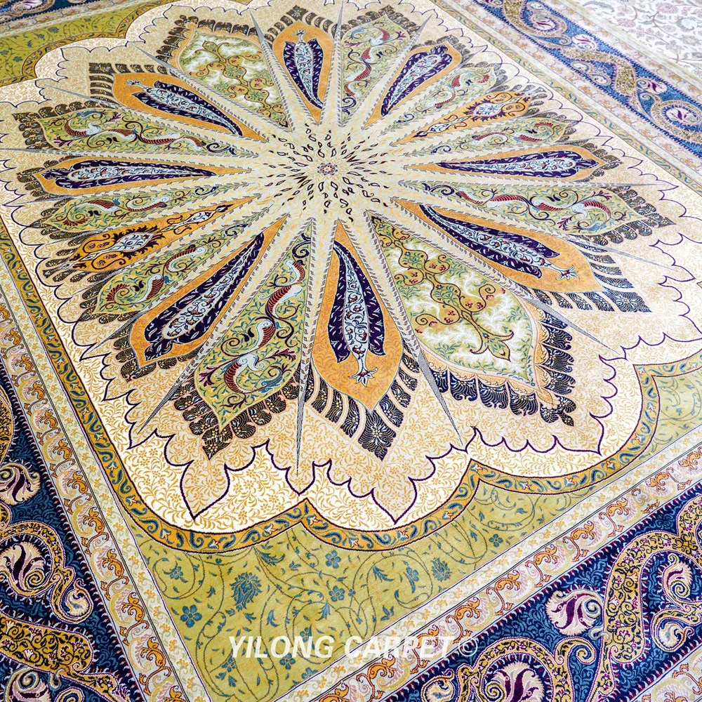 Koop Yilong 8 'X 10' Handgemaakte Oosterse Tapijt Grote Antieke Groene Turkse Handgemaakte Tapijt (YWX172A)