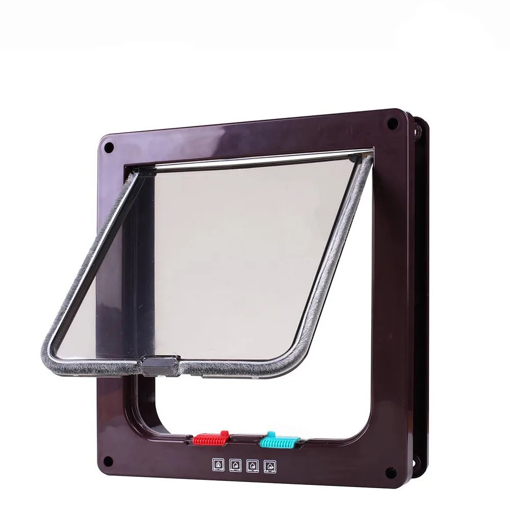 

Flap Door with 4 Way Security Lock Dog Cat Flap Door for Dog Cats Kitten ABS Plastic Small Pet Gate Door Kit Cat Dogs Flap Doors