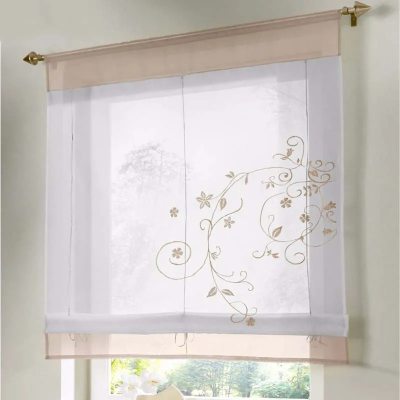 Серая Кухонная штора Valance Короткая в римском стиле кофейная вуаль Фиолетовый