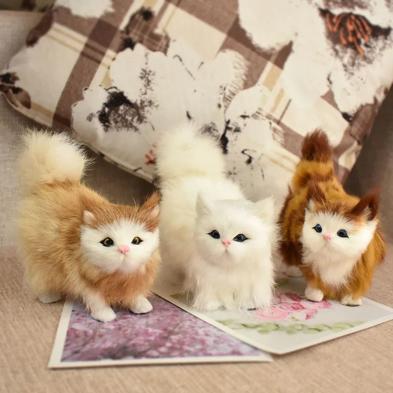 

Simulation Cat Plush Toy with Sound Cute Kids Cognitive Animal Doll Model Photography Props Home Decor Gift for Friends