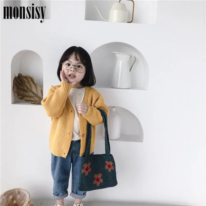 Monsisy зимние шерстяные сумки через плечо для мальчиков и девочек вязаные покупок