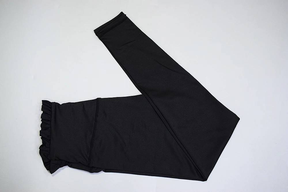 black leggings High Street, черный, розовый комплект из 2 предметов, спортивный костюм, женский короткий топ с рюшами и штаны, подходящий комплект для фитнеса, женский спортивный костюм - Цвет: black leggings
