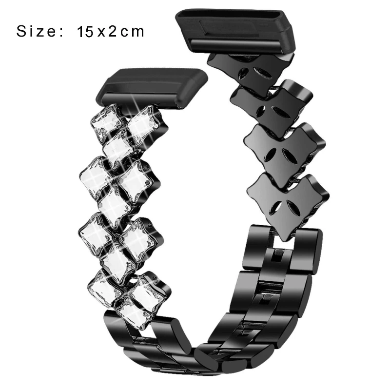 

Replacement Stainless Steel Rainstone Strap Band Metal Bracelet Belt Watch Band for -Fitbit Sense Versa 3 Bracelet