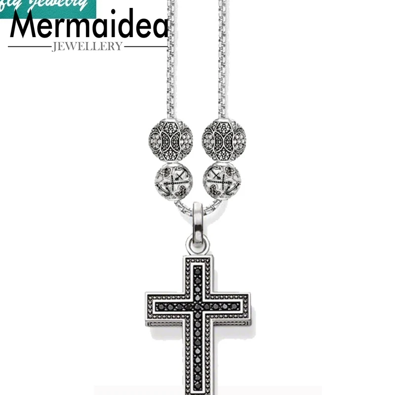 Женское украшение в виде черепа с бусинами и крестом|Ожерелья подвеской| |