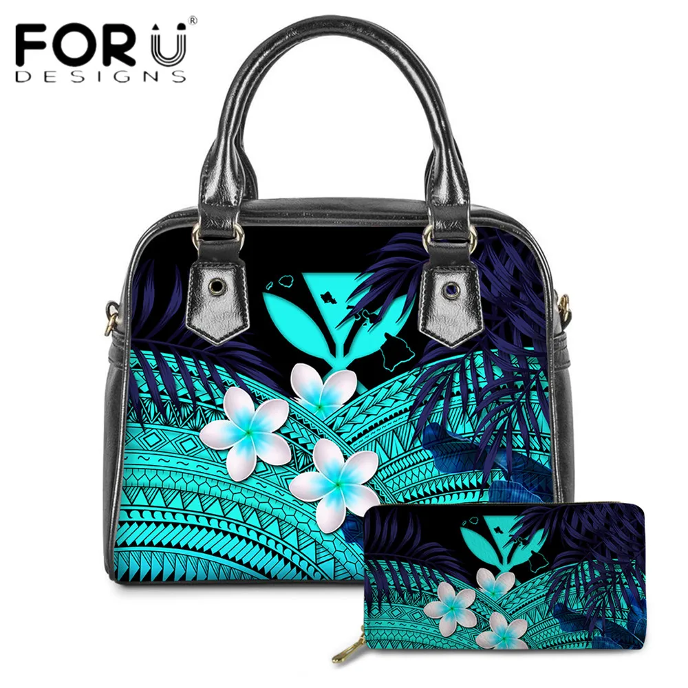 

FORUDESIGNS/Гавайский цветок Плюмерия с полинезийская печать Для женщин сумка на плечо, сумка-клатч и сумочка в комплекте; 2 предмета в комплекте ...