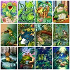 Huacan Diy алмазная живопись лягушка мультфильм полная квадратнаякруглая искусственная трава вышивка крестиком домашний декор