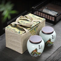 chinese ceramic tea box container with cover round simple creative retro seal storage box boite rangement tea organizer ec50cy