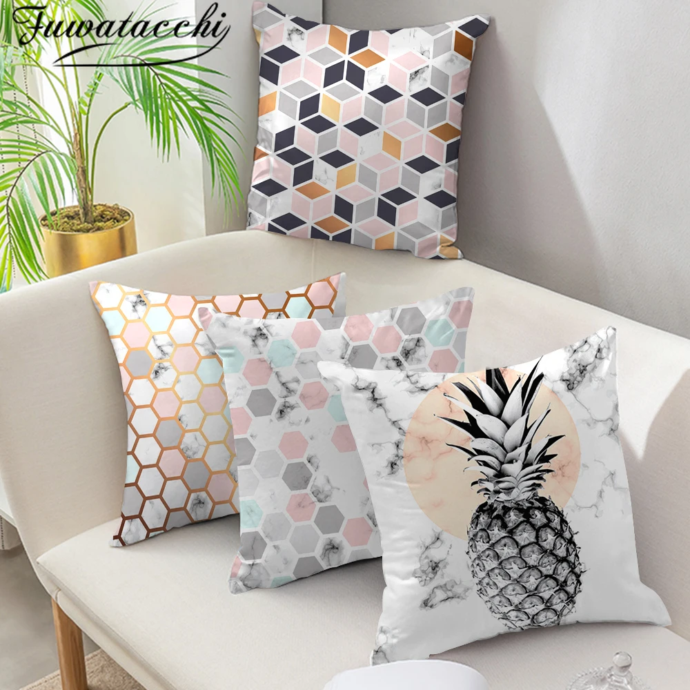 Чехол на подушку с мраморным узором Fuwatacchi ананас плед пэчворк наволочка для