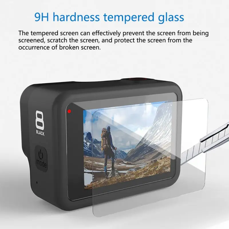 

Hot For GoPro Hero 8 Black Camera Lens And Display Screen Tempered Film Set Camera Screen Lens Tempered Film Set