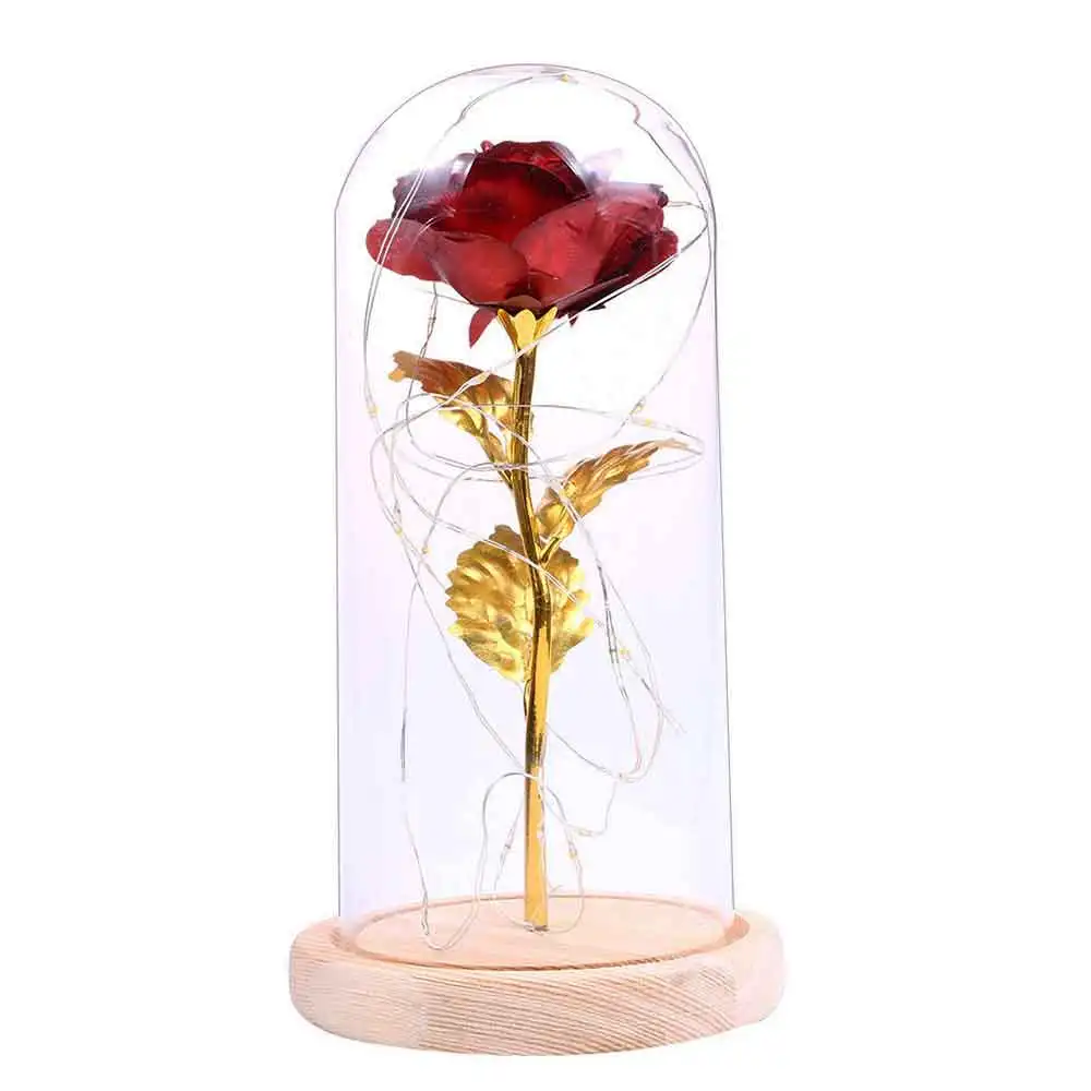 Red Rose Светильник Красота и чудовище Батарея питание светодио дный Роза лампа-бутылка Настольная лампа Романтический День Святого Валентина подарок на день рождения украшения - Испускаемый цвет: Red Rose