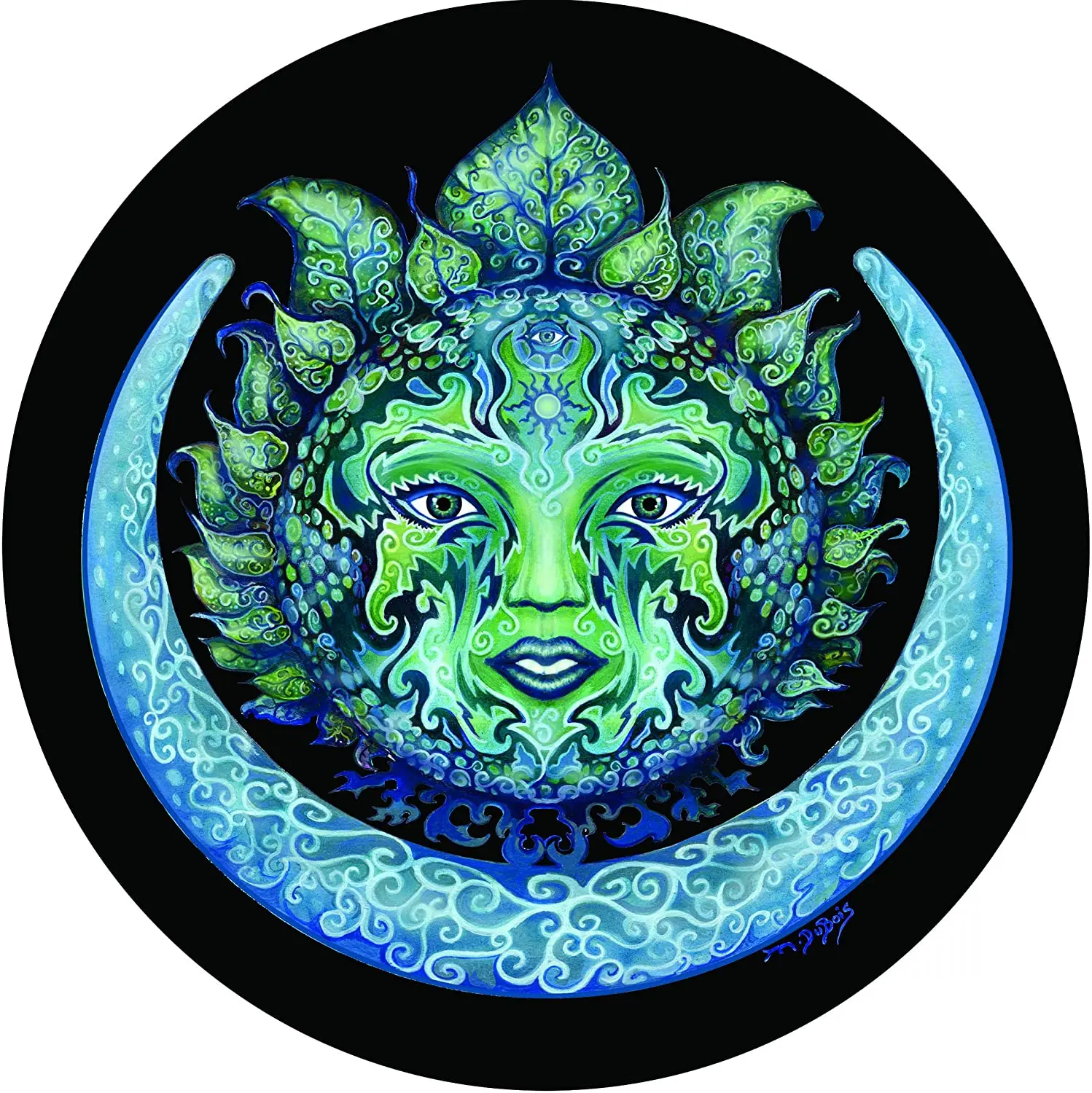 

TIRE COVER CENTRAL Green Woman Sun Moon Spare Tire Cover (Select tire Size/Back up Camera in MENU) Custom Sized to Any