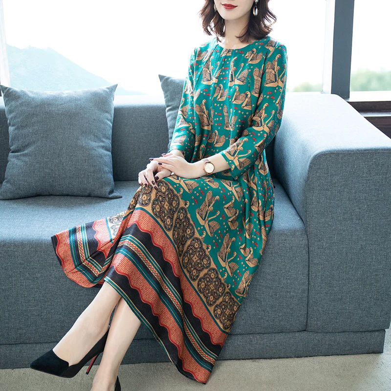 Женское летнее платье из 2020 шелка Пляжное Платье в стиле бохо элегантное размера