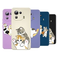 cute cartoon cat liquid silicone soft cover for xiaomi mi 11 ultra 11i 11x 10 10t 10s 9 se pro lite youth phone case