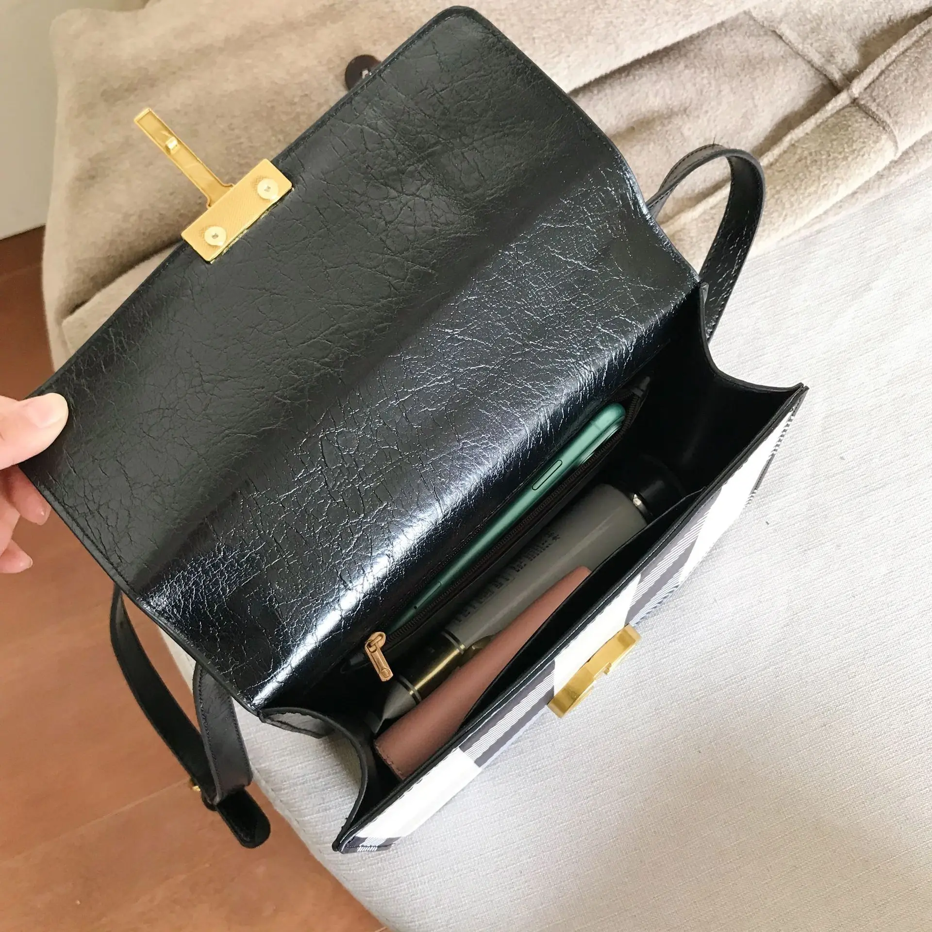 Полосатые сумки через плечо для женщин с металлическим замком сумка женские