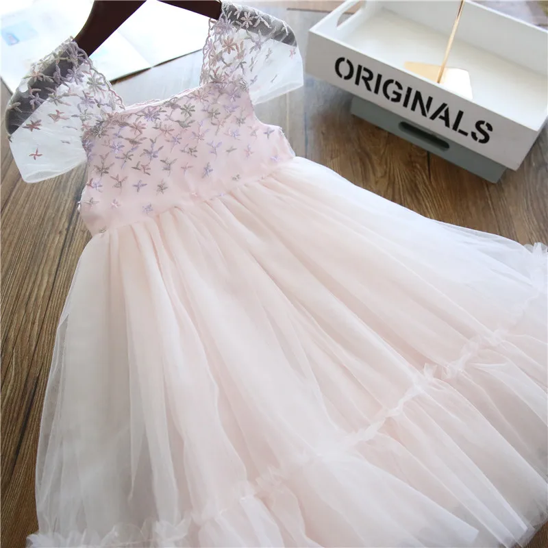 Children Dress Kids Girl Sleeveless Lace Flower Print Cotton and Linen Floral Vestido Baby Spring Summer Dresses for Girls | Детская