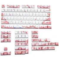 pbt keycap 128 keys cherry blossom keycaps dye sublimation mechanical keyboard keycap set for mx keyboard switches
