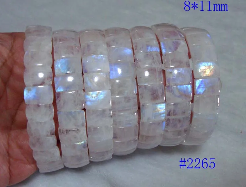 Бесплатная доставка прямоугольные бусины из натурального лунного камня браслет