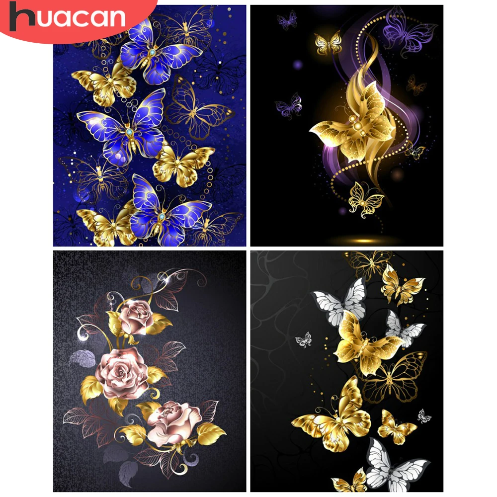 

HUACAN Раскрашивание по номеру Бабочка Животные наборы для взрослых ручная роспись DIY на холсте картина по номеру украшение дома