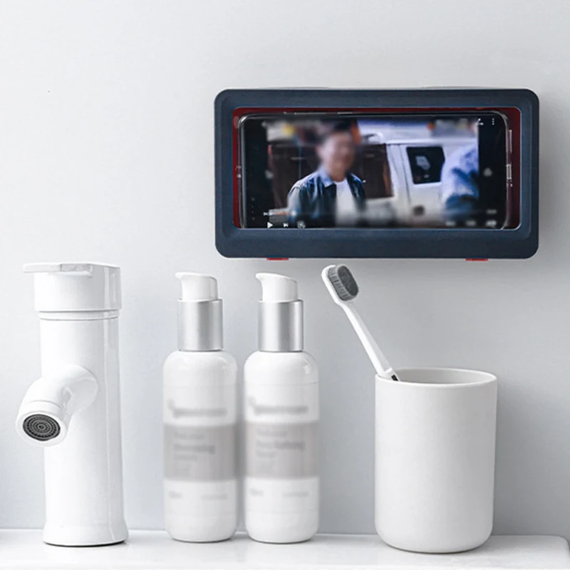 

Wall-mounted waterproof phone case wall mount bracket touch screen bathroom phone case shower room sealed storage box