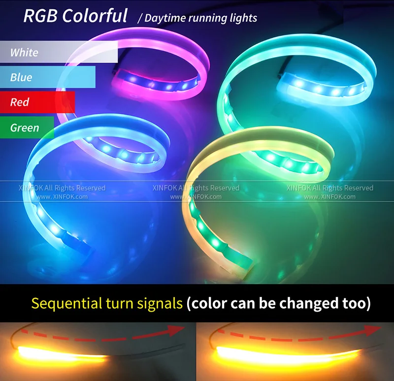 2 шт. Автомобильные светодиодные лампы RGB 12 В 30-60 см | Автомобили и мотоциклы