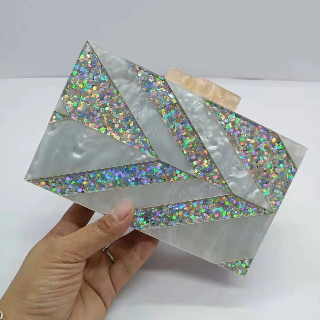 Модный женский клатч элегантный геометрический в полоску пэчворк акриловый