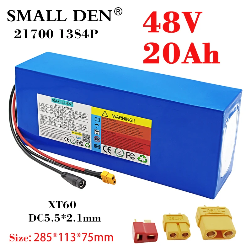 

Аккумулятор для электровелосипеда, 48 В, 20 Ач, 21700, 13S4P, 1200 Вт, 54,6 в