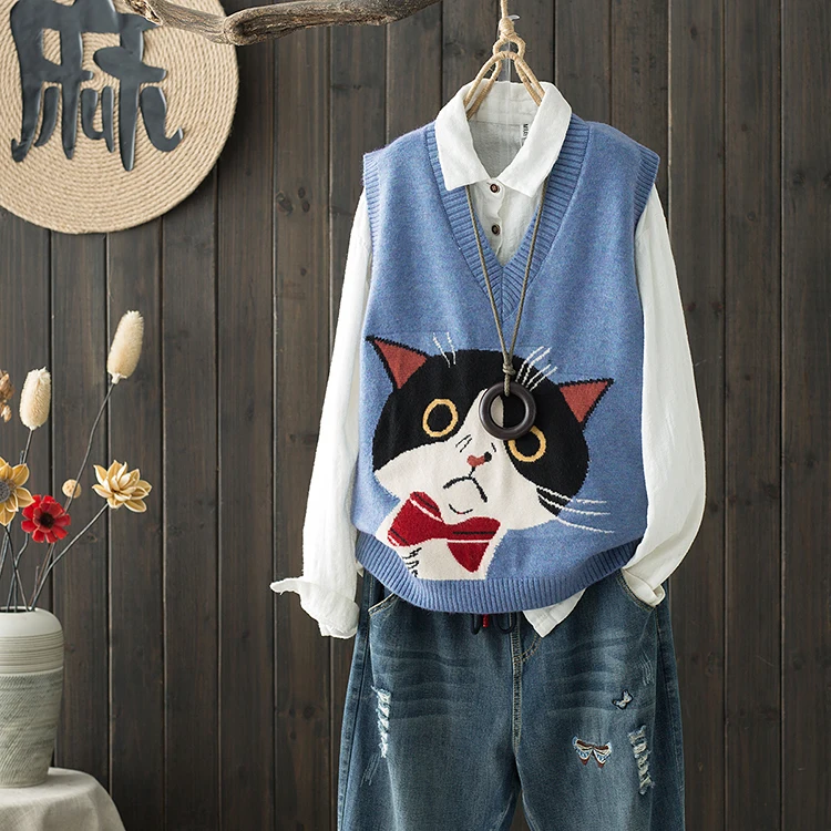 Женский трикотажный жилет с V-образным вырезом без рукавов |