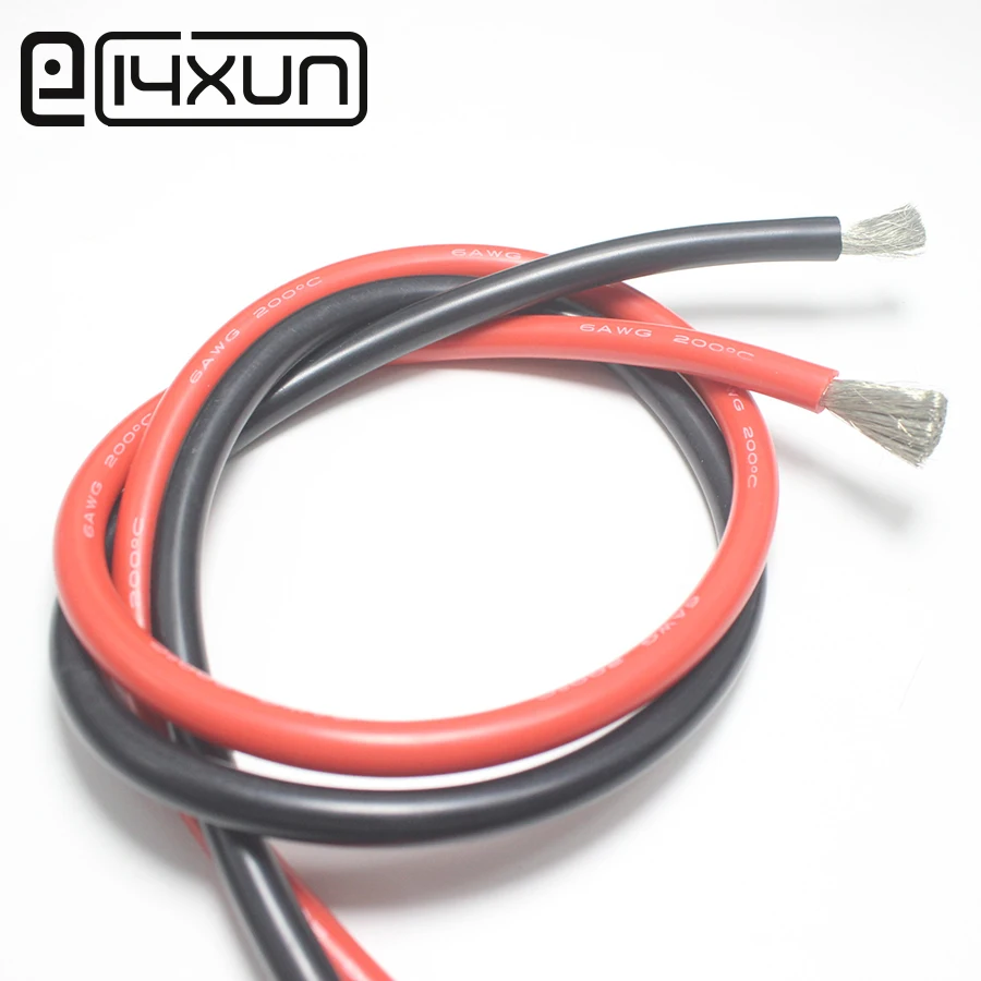 Силиконовый провод 2 м 6AWG сверхгибкий кабель для аккумулятора 600 В 50 А