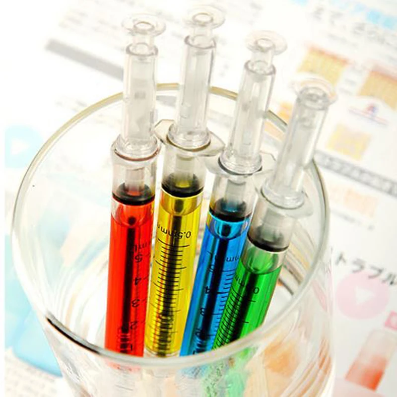 

1Pc Needle Tube Syringe Shape Gel Pen Blue Ink 0.5mm DIY Ball Ballpoint Pen