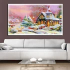 Алмазная 5d мозаика сделай сам, большая абстрактная картина с изображением домика снега, вышивка крестиком, полное украшение ландшафта, AA2407